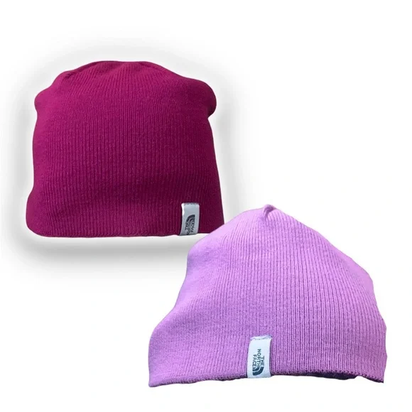 The North Face Reversible Pink / Purple Beanie - Picture 1 of 7
